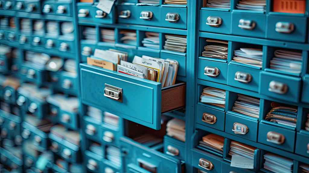 blue cabinets holding files